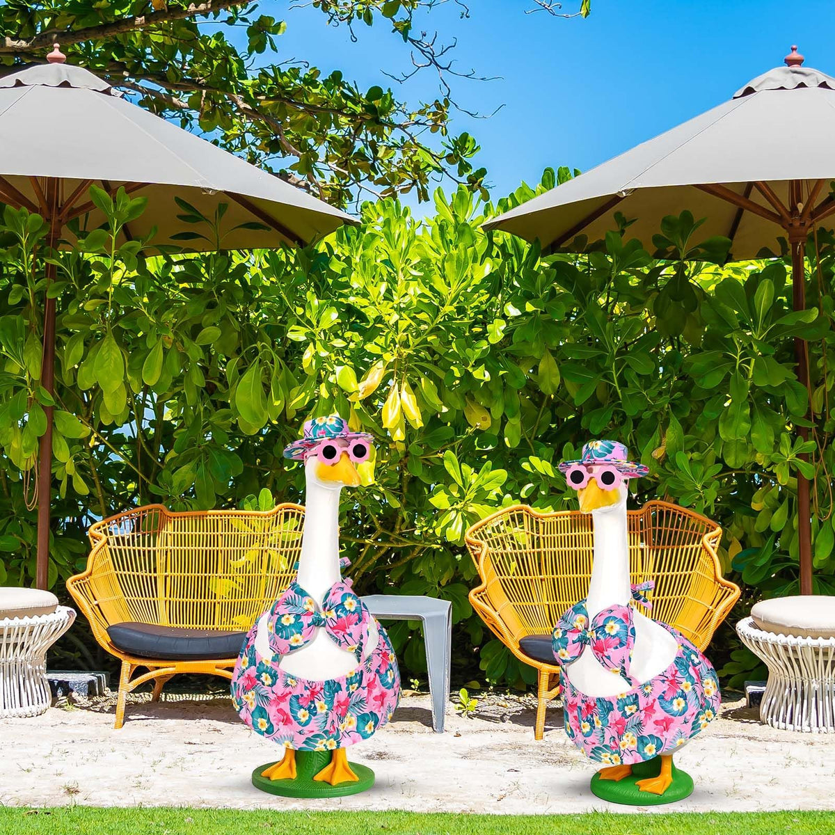 GANSHAYA playful goose party setup for poolside celebrations