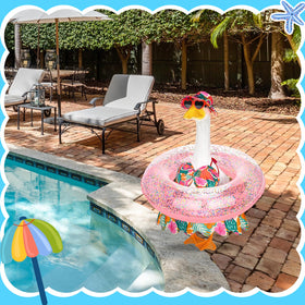 Adjustable strap on hat fits 23-inch goose statues securely.