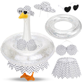 GANSHAYA hat on goose statue adds tropical porch charm for summer decor