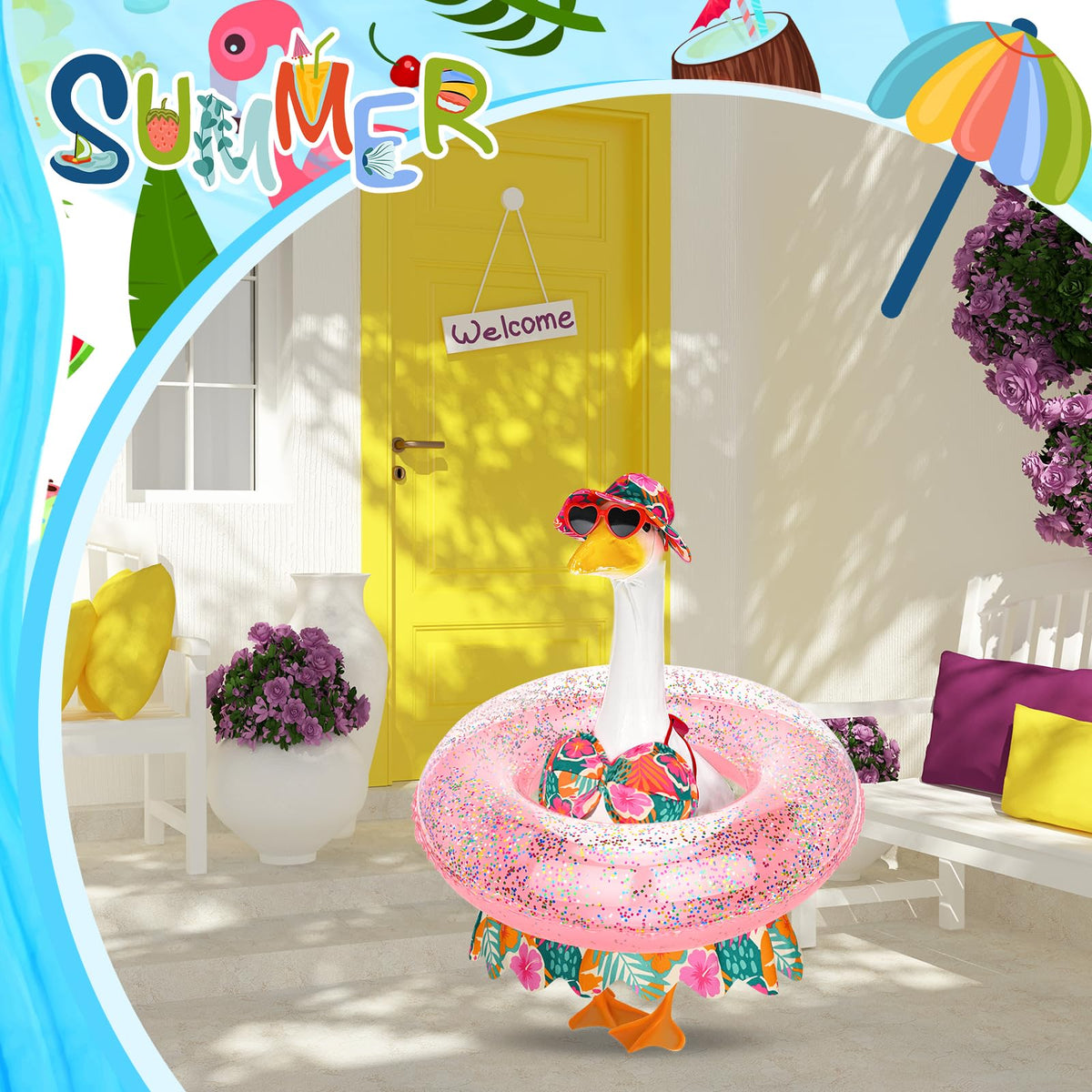 GANSHAYA outfit set on goose offers instant garden charm.