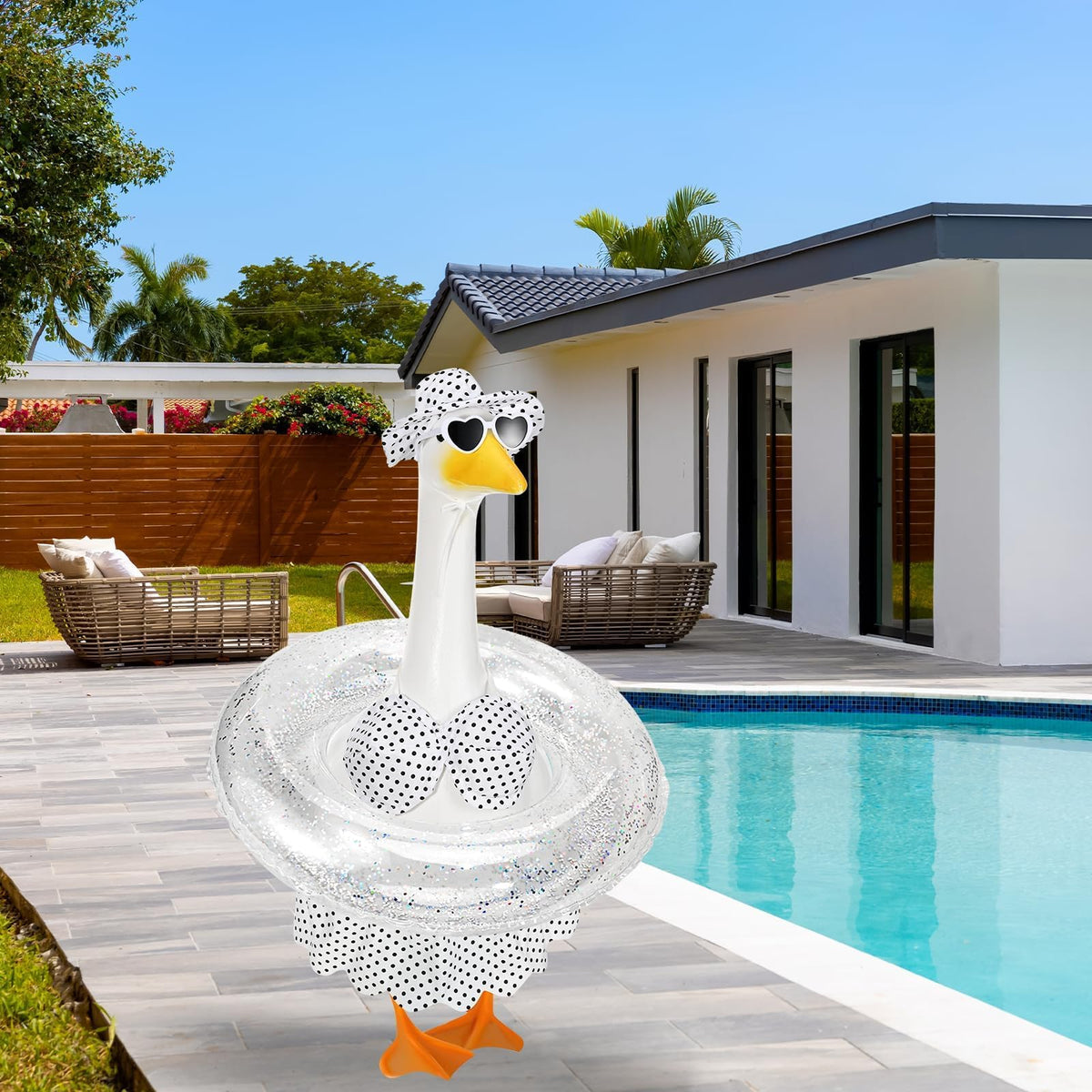 GANSHAYA swim ring adds a playful pool-party vibe to your statue