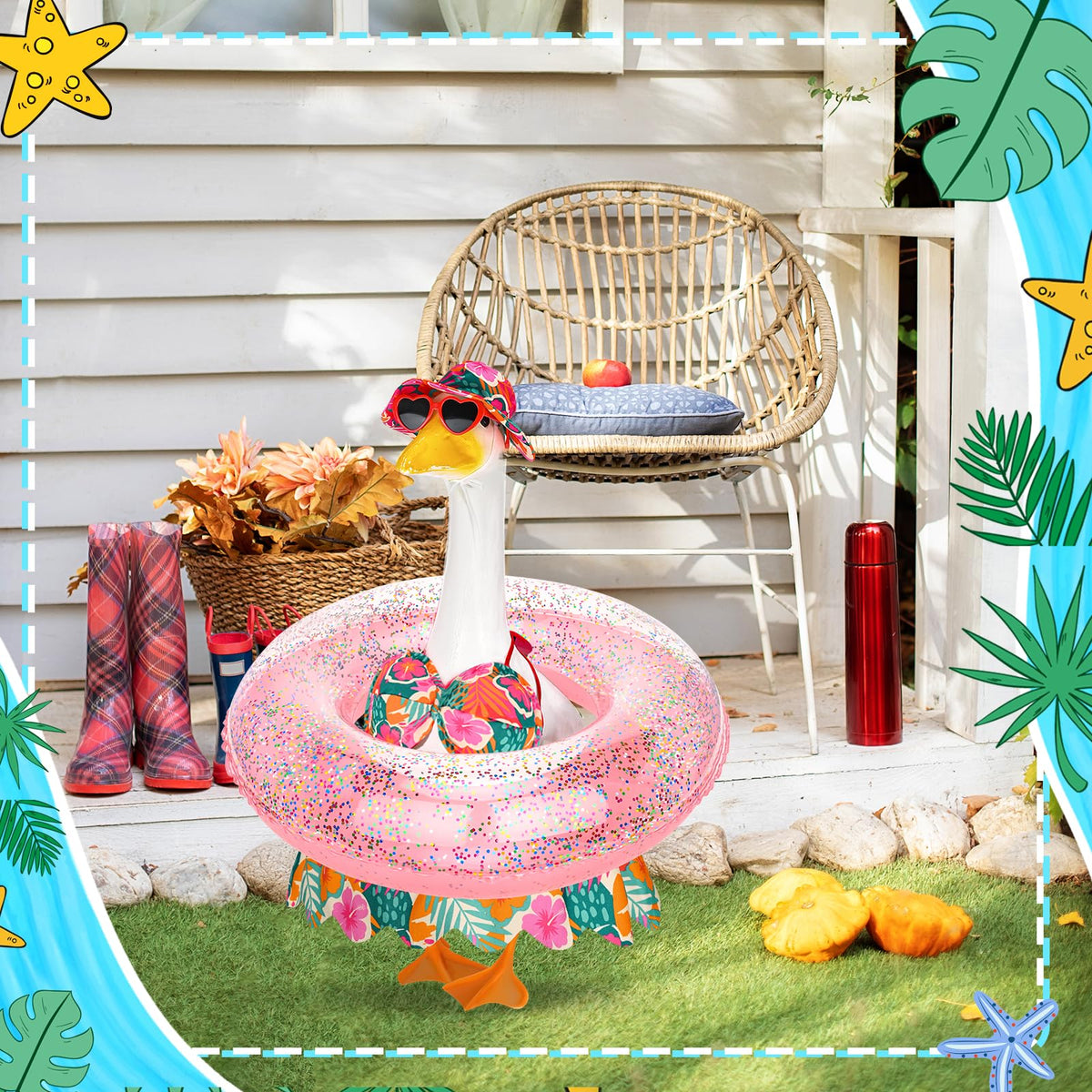Bright Hawaiian style brings a cheerful tropical touch to any yard.