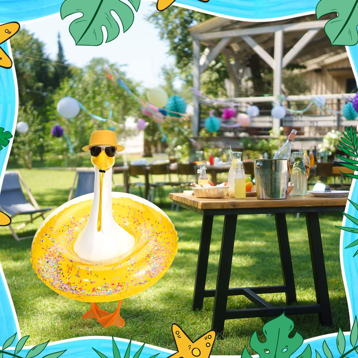 GANSHAYA tropical-style goose costume enhances porch decor