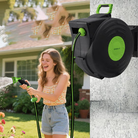 GAOLLY retractable hose reel 66 ft with smooth auto-rewind for tidy irrigation