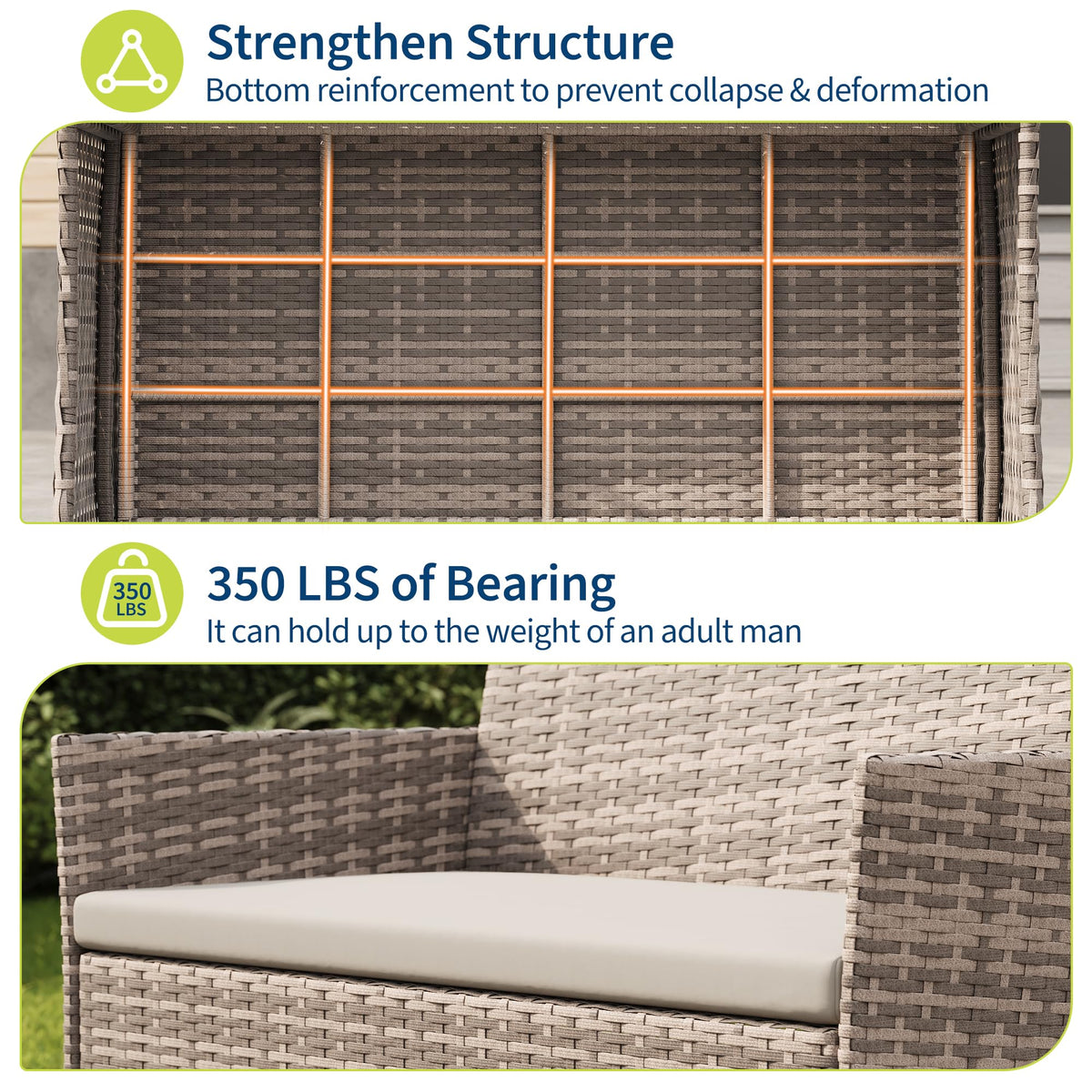 GAOMON all-weather rattan weave for lasting outdoor appeal.