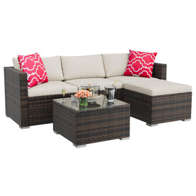 GAOMON 5-piece patio set with tempered glass table for stylish outdoor gatherings.