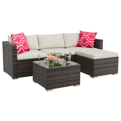 GAOMON 5-piece patio set with tempered glass table for stylish outdoor gatherings.