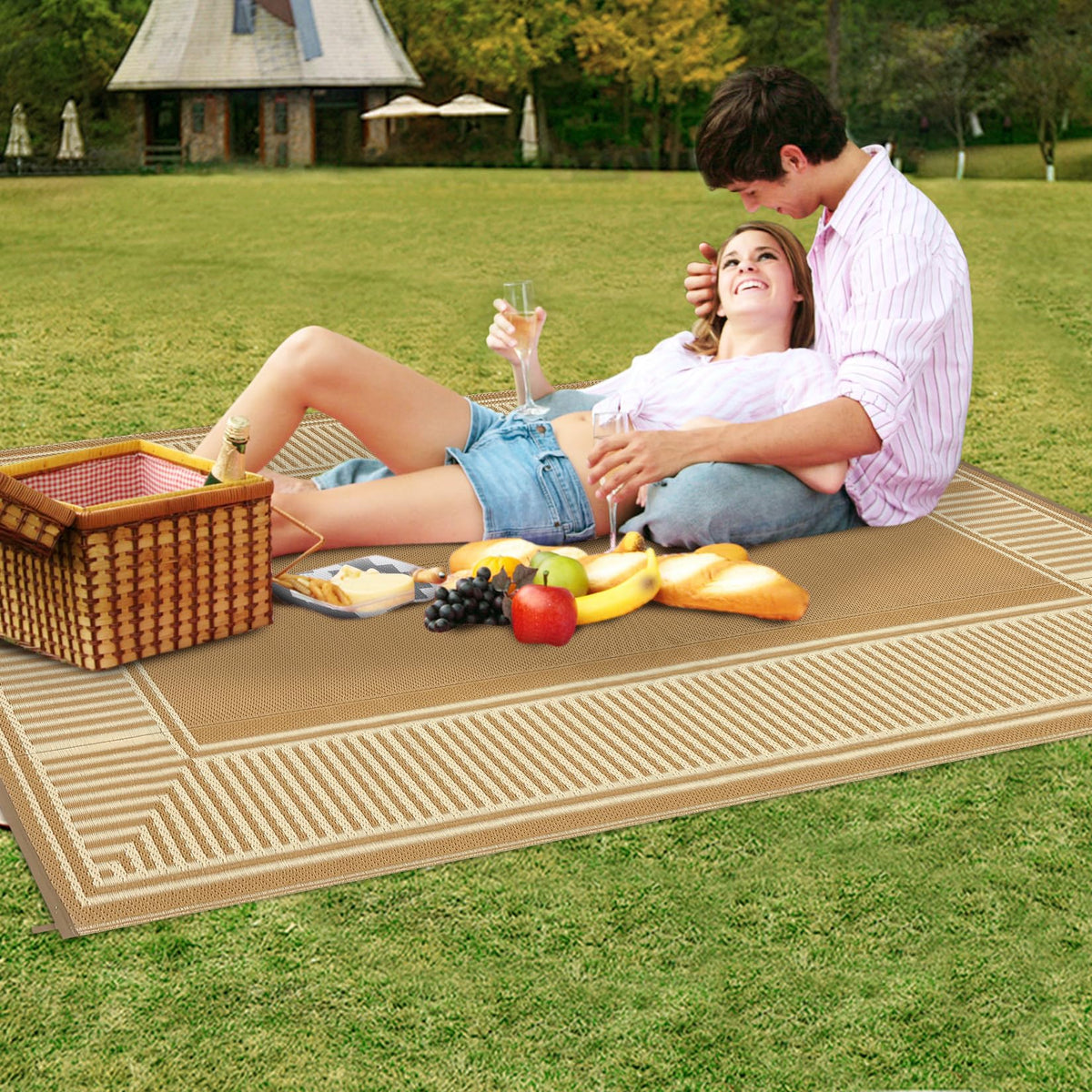 GAOMON four corner loops and stakes keep rug secure on any surface