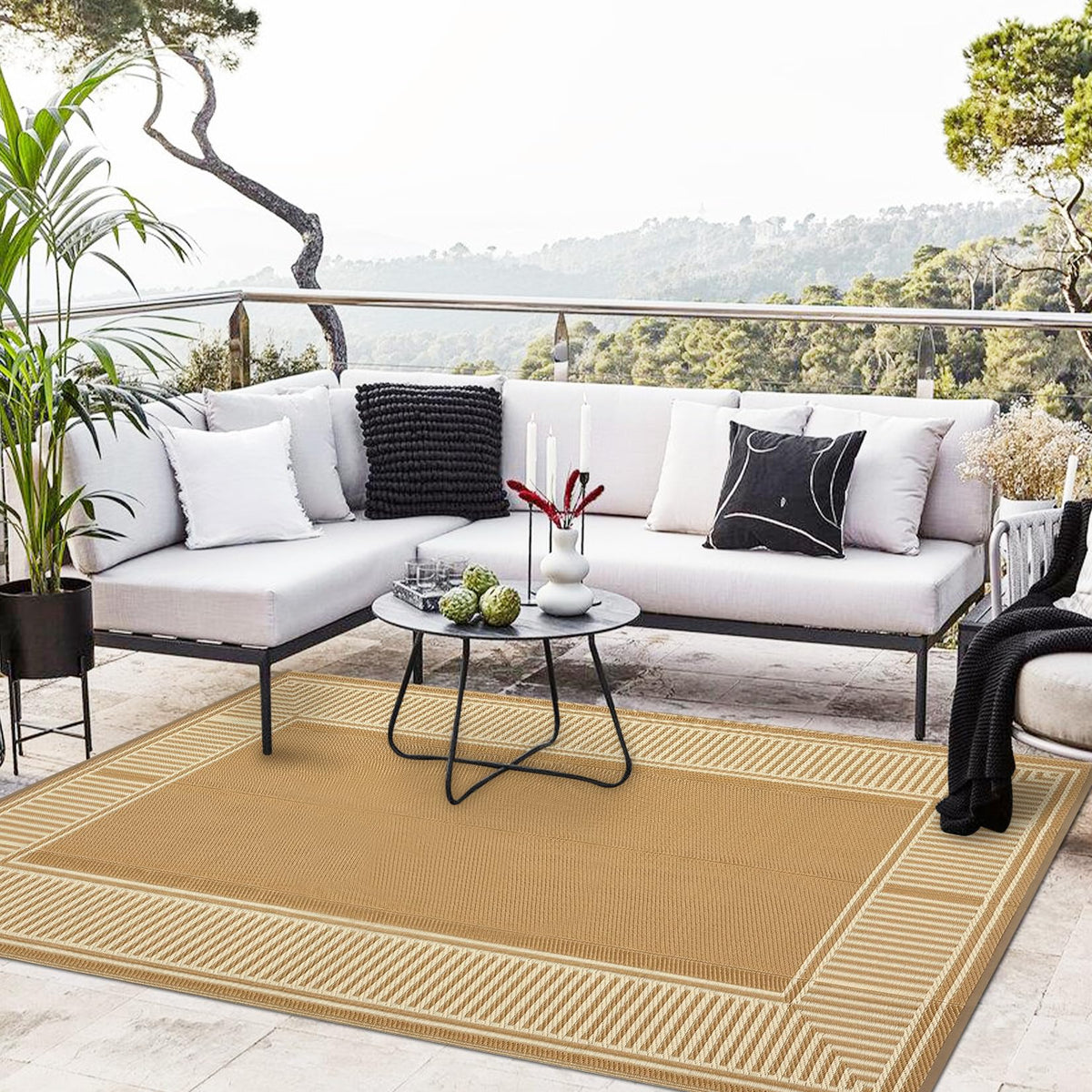 GAOMON outdoor rug stain-resistant material keeps spaces clean