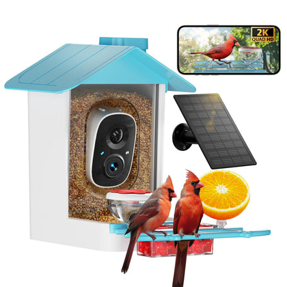 GAOYITK bird feeder camera front view captures vivid feather detail for yard birdwatching.