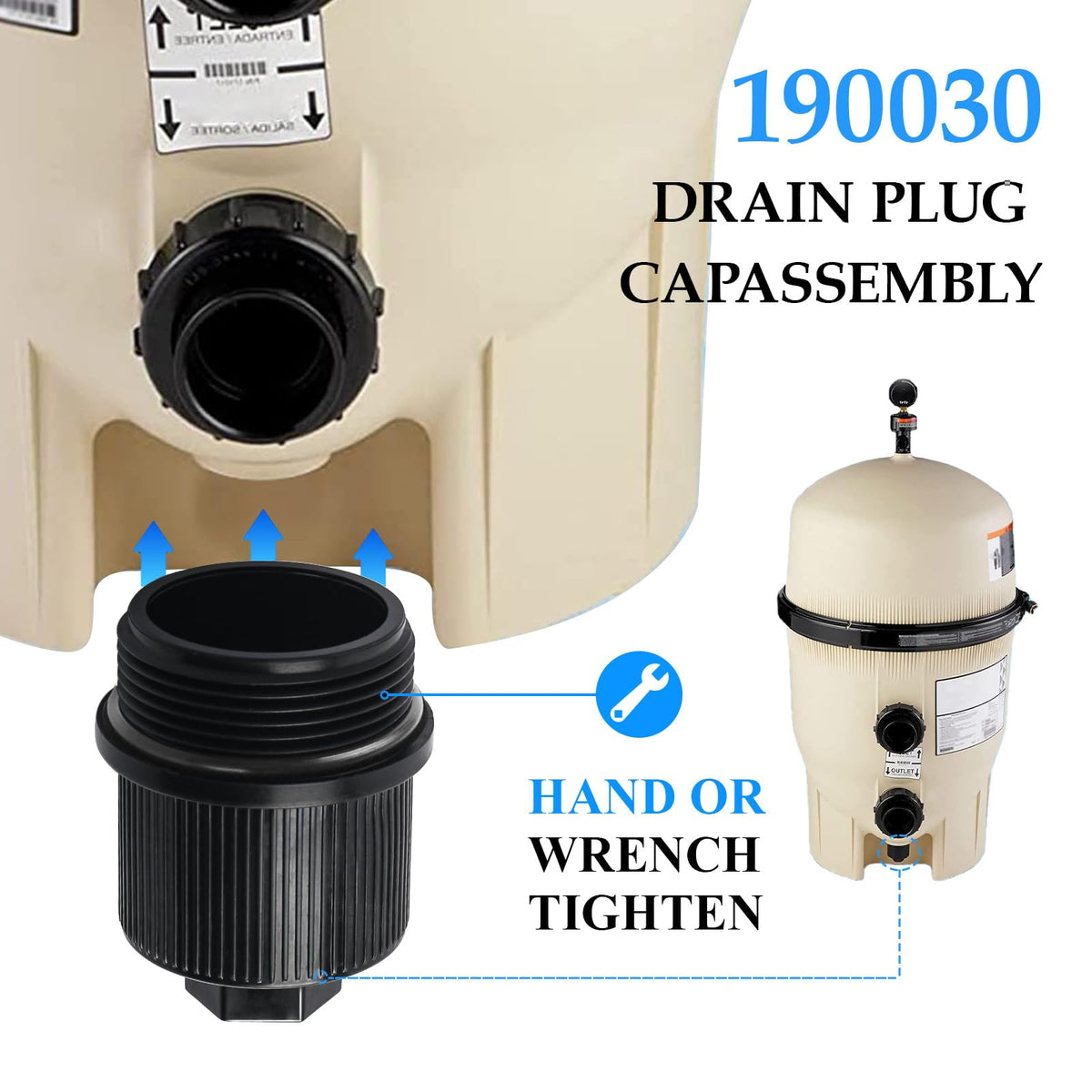 GAQUECY drain plug compatibility with Pentair CCP filters