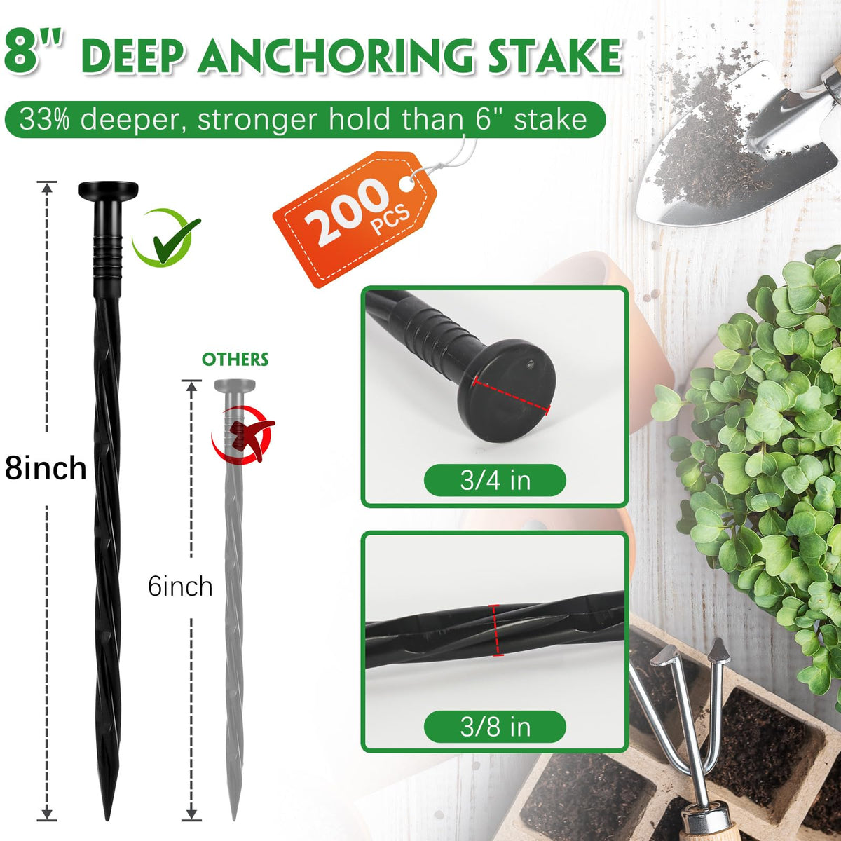 Garaook 8-inch paver edging stake ensures strong hold for hardscape borders.