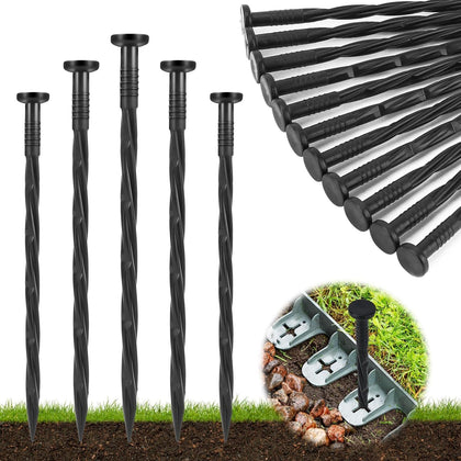 Garaook 8-inch spiral nylon landscape stake with corkscrew tip for deep, secure anchoring.