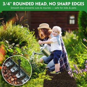 Garaook corkscrew-tip stake simplifies installation in various soil types.