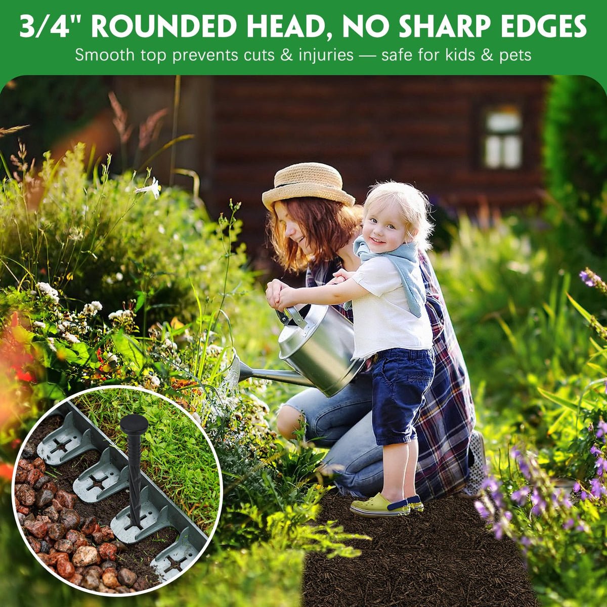 Garaook-paver-edging-weed-barrier stake supports long-lasting stabilization.