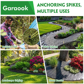 Garaook spiral-design-edging-stake delivers stronger grip for stable edging.