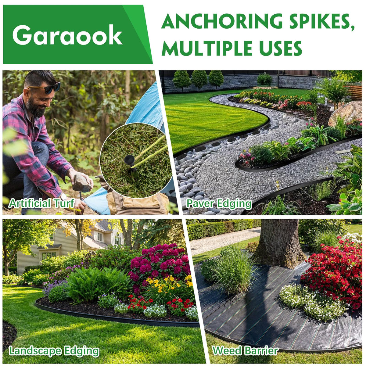 Garaook weed barrier anchor stake offers reliable ground stability for fabric projects.