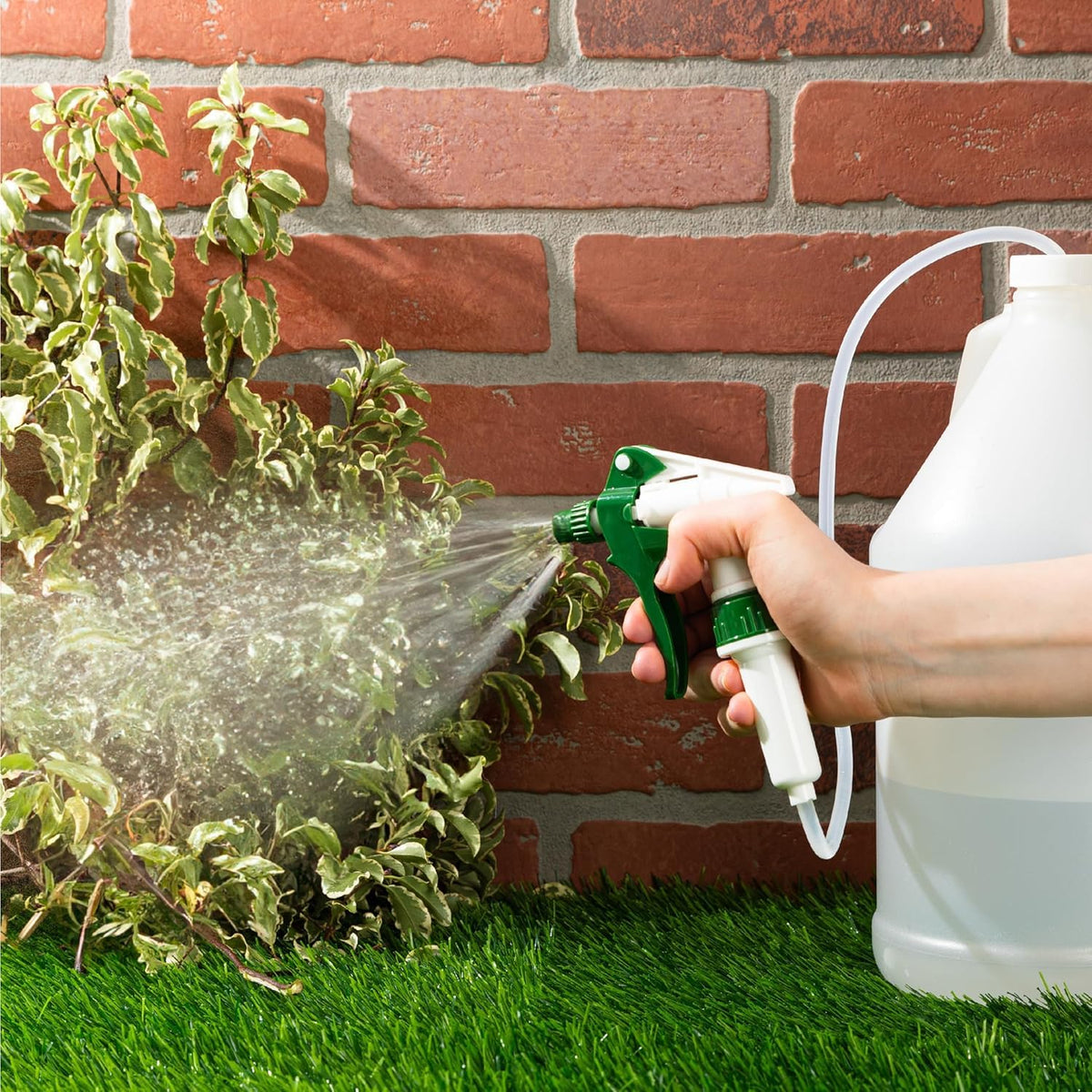 Garbage Commander long hose allows dispensing from gallon bottles without lifting.