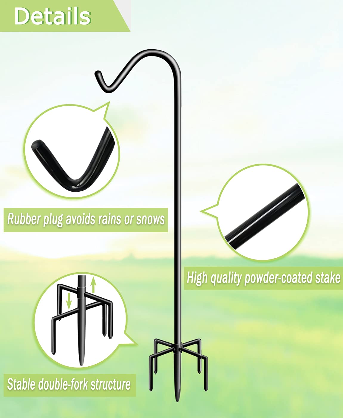 Garbuildman five-prong base provides sturdy stability in wind and rain.