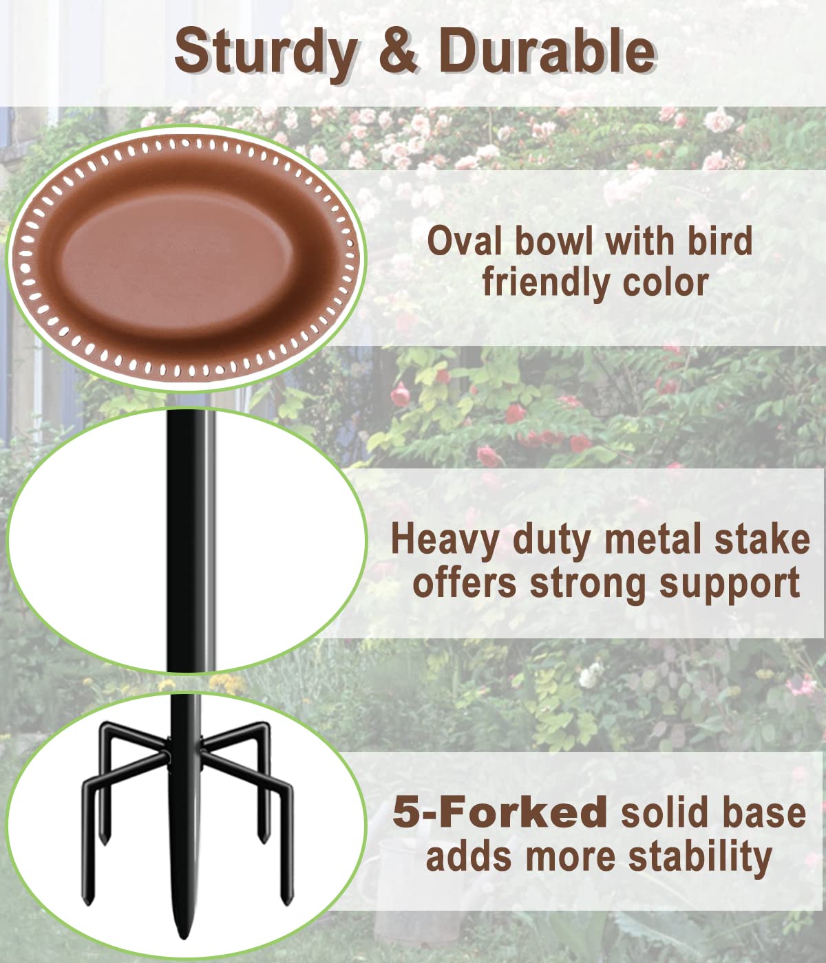 Water and seed dish option on Garbuildman bird bath for feeding and drinking
