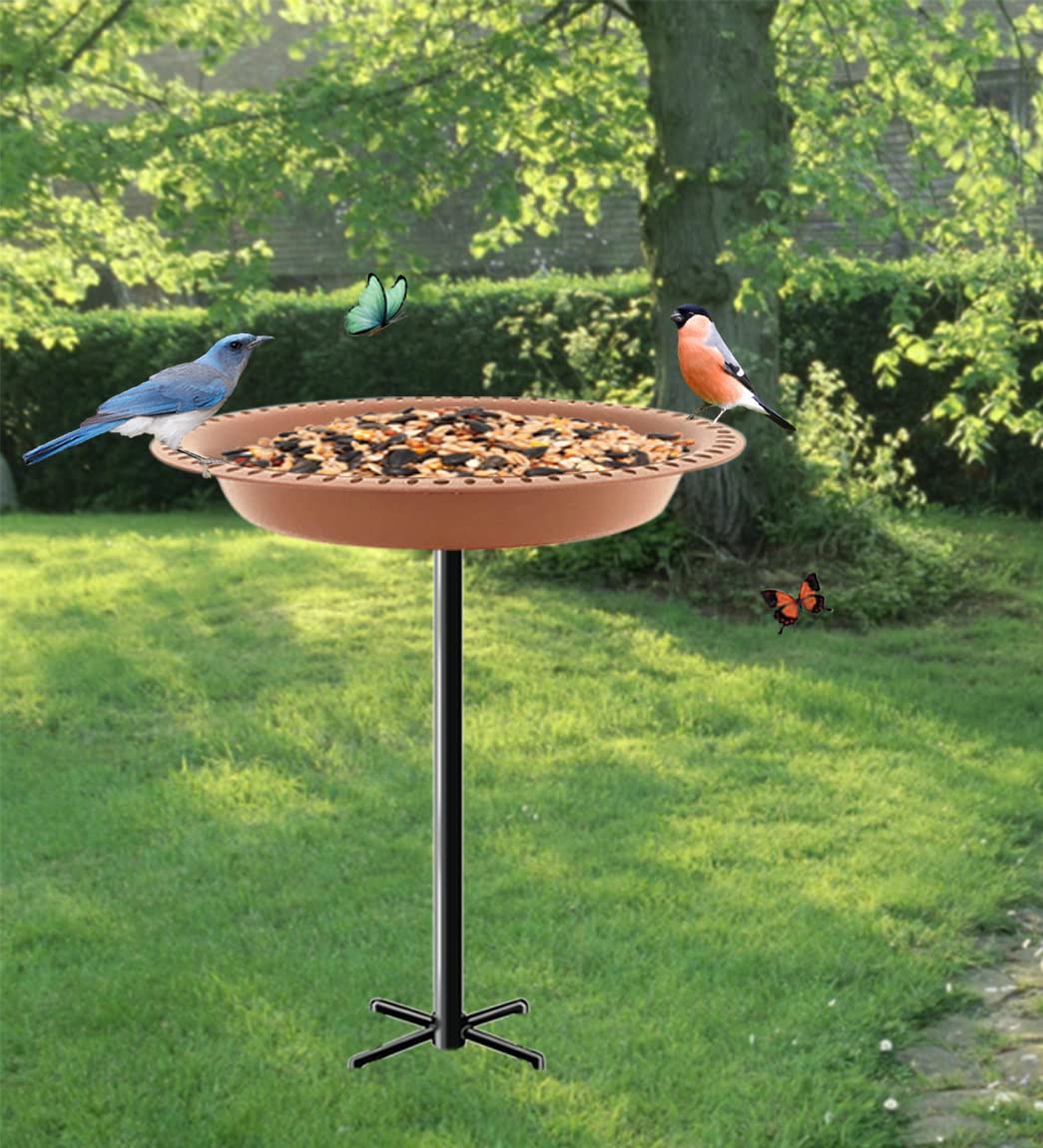 Year-round view of Garbuildman bird bath blending with garden aesthetic