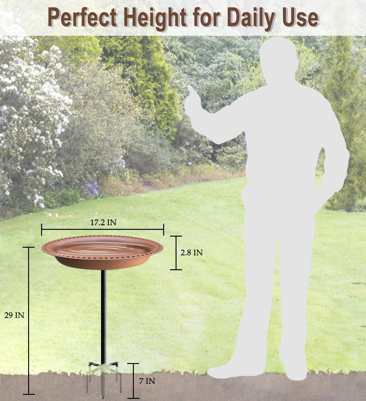 Sturdy steel clamp detail on Garbuildman bird bath for secure railing mounting