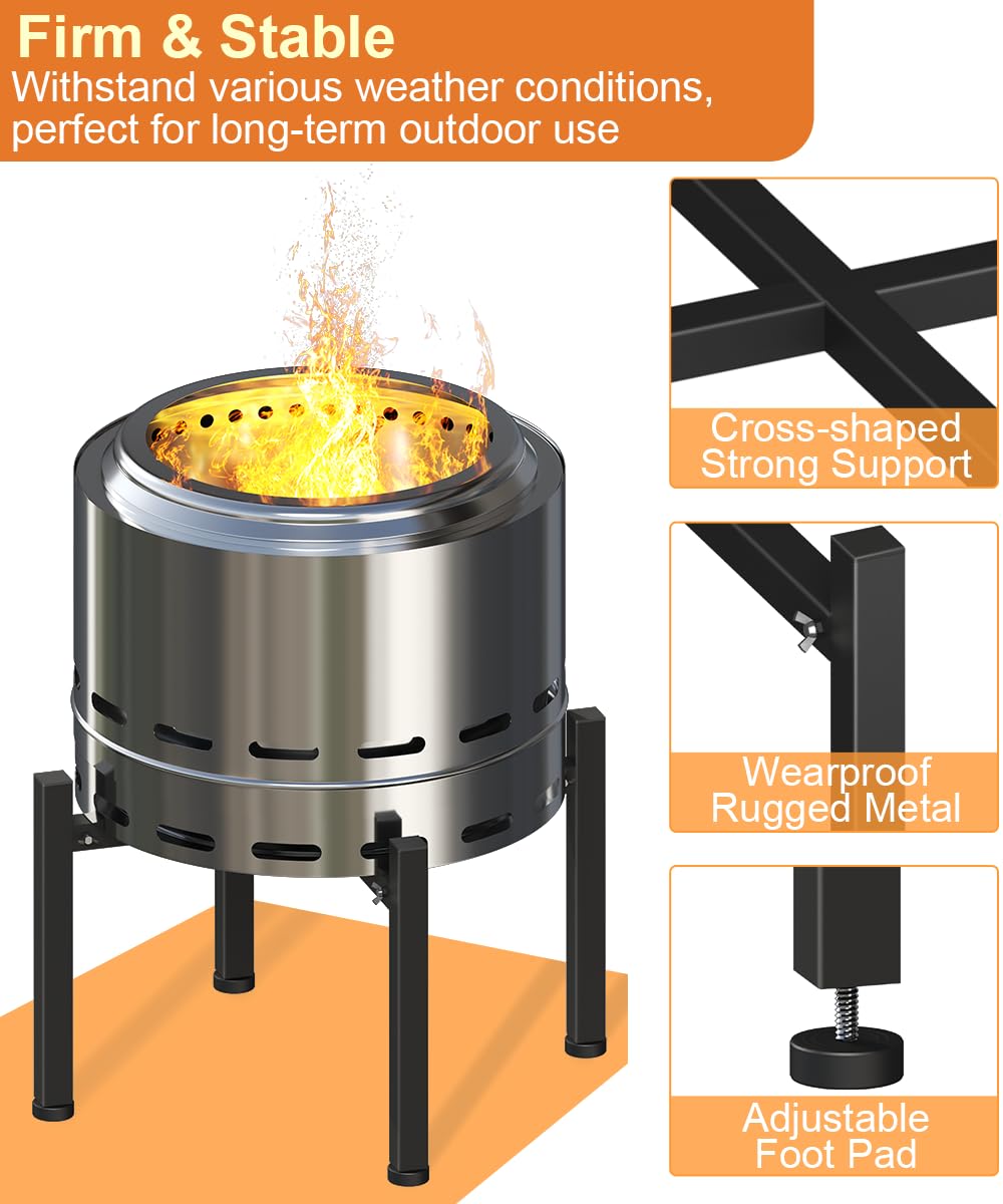 Garbuildman firepit stand provides elevated height for better airflow and even heating.