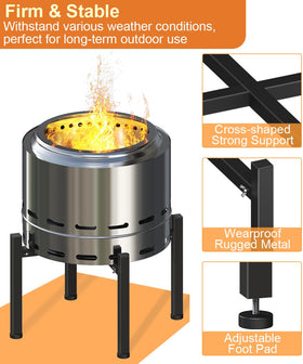 Garbuildman firepit stand provides elevated height for better airflow and even heating.