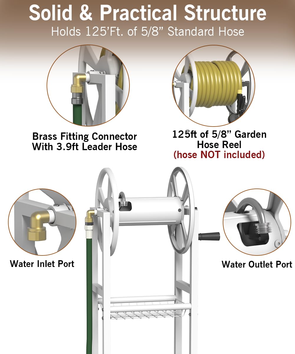 Garbuildman hose reel illustrating 125 ft capacity for extended reach.