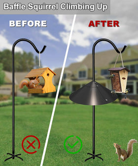 Garbuildman metal baffle guard for outdoor pole mounts boosts bird food security.