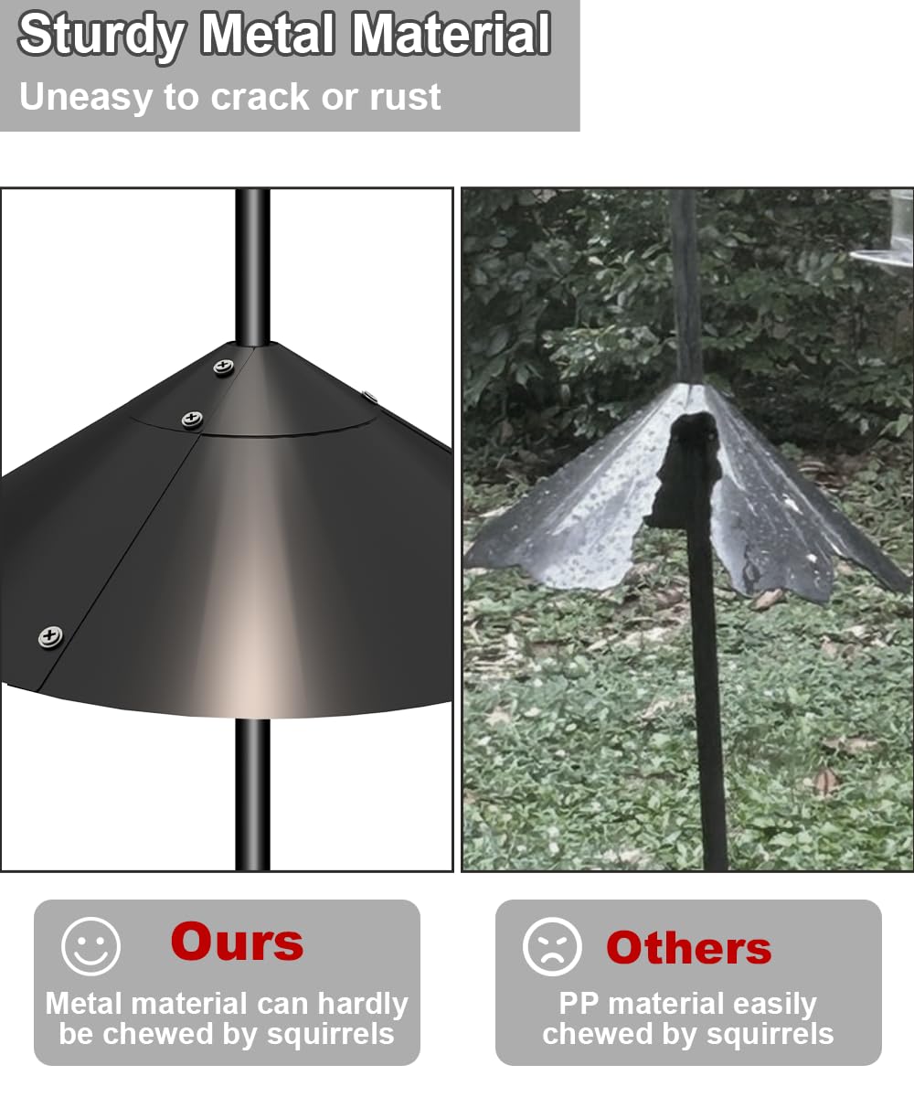 Garbuildman shepherd-hook baffle protector keeps feeders rodent-free and tidy.