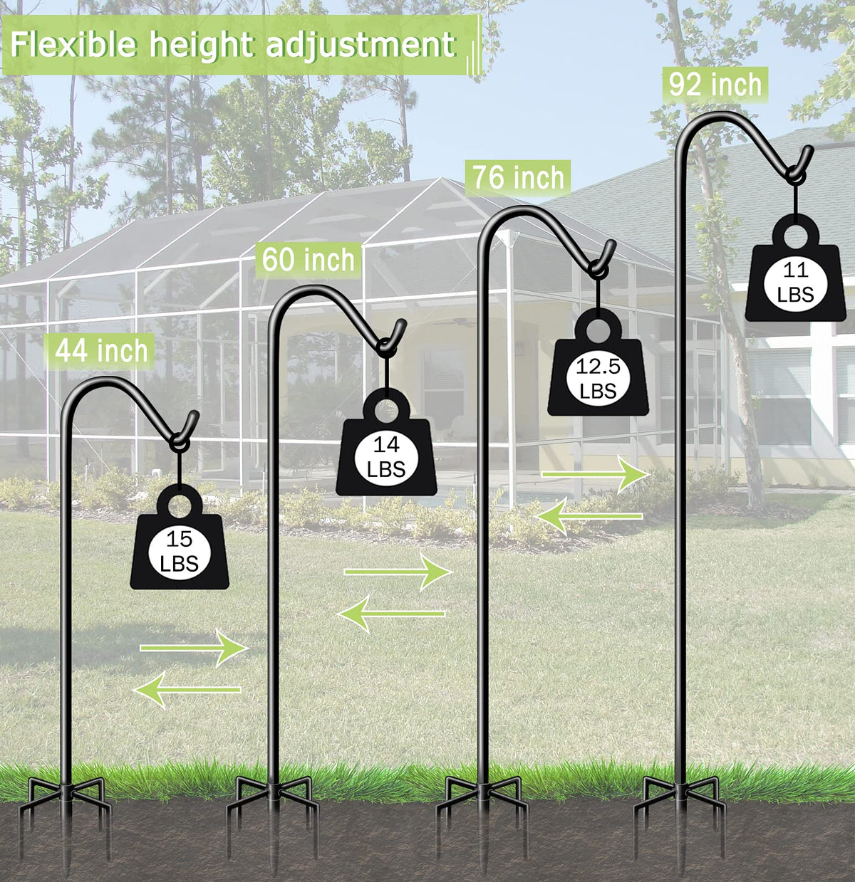 Garbuildman wind-stable five-prong base keeps hangings secure.
