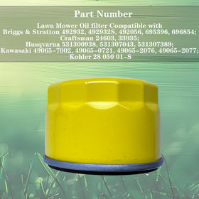 GARDAUTO universal oil filter for lawn mowers; enhances filtration and engine protection