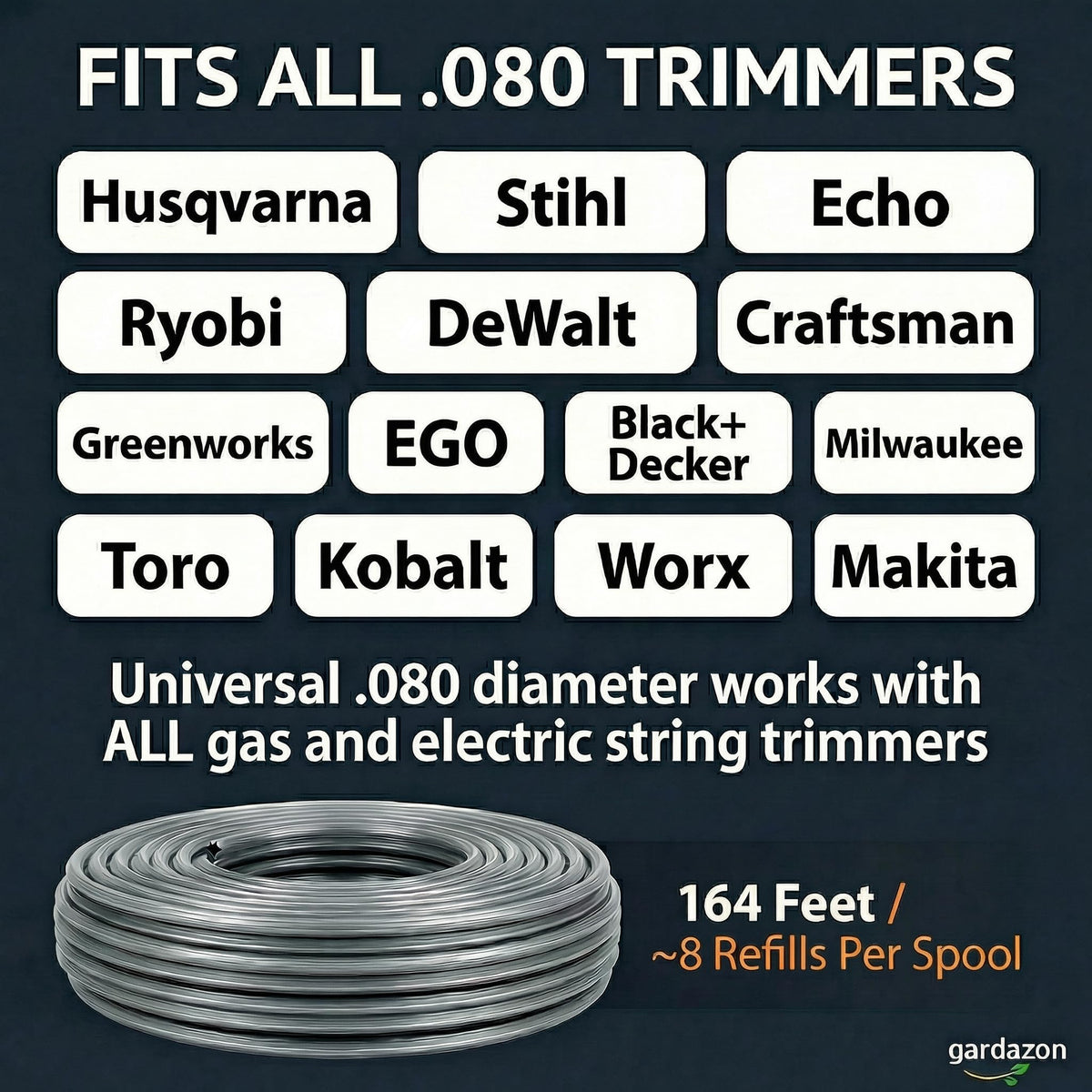 Gardazon universal fit ensures compatibility with major trimmer brands
