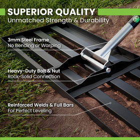 Gardease 78-inch handle allows one-person operation for faster yard work