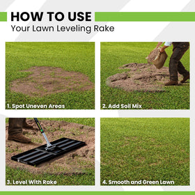 Gardease distributing sand evenly across garden bed for precise leveling