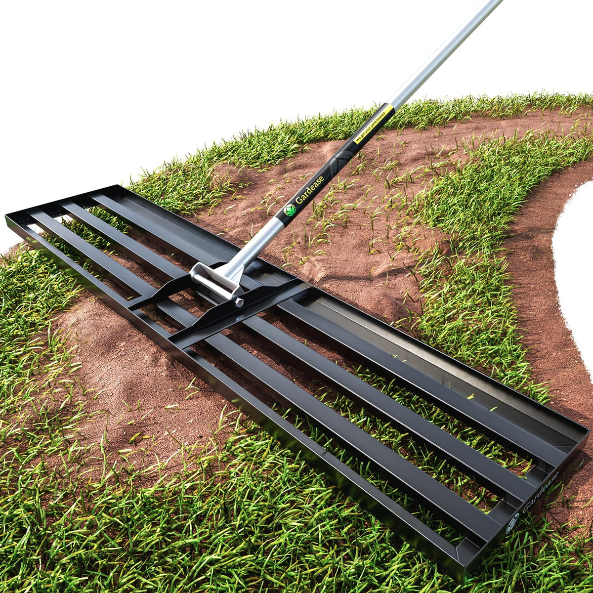 Gardease Lawn Leveling Rake main view showing sturdy steel construction for even turf