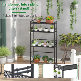 Garden 4 you 3-tier plant stand frame detail highlights sturdy steel construction.