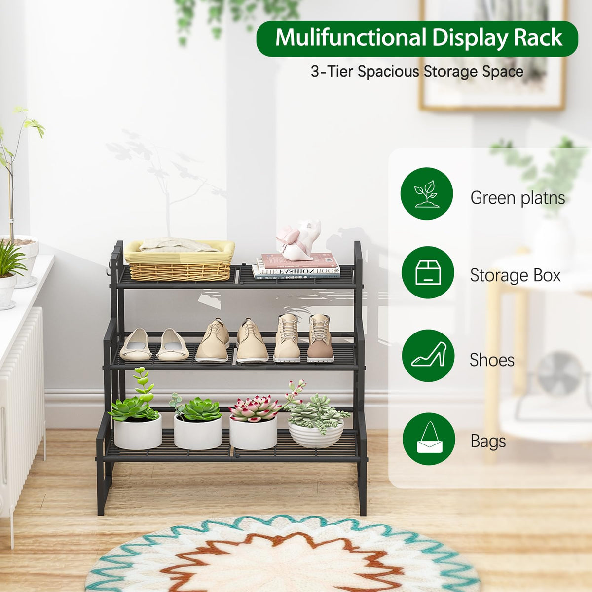 Garden 4 you 3-tier plant stand with hooks for hanging planters.