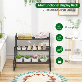 Garden 4 you 3-tier plant stand with hooks for hanging planters.