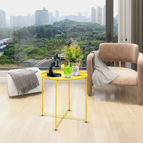 Garden 4 you end table folds to save space in small rooms.