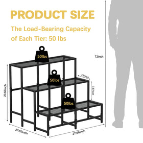 Garden 4 you metal plant rack ladder-design closeup highlighting sturdy frame and space-saving design.