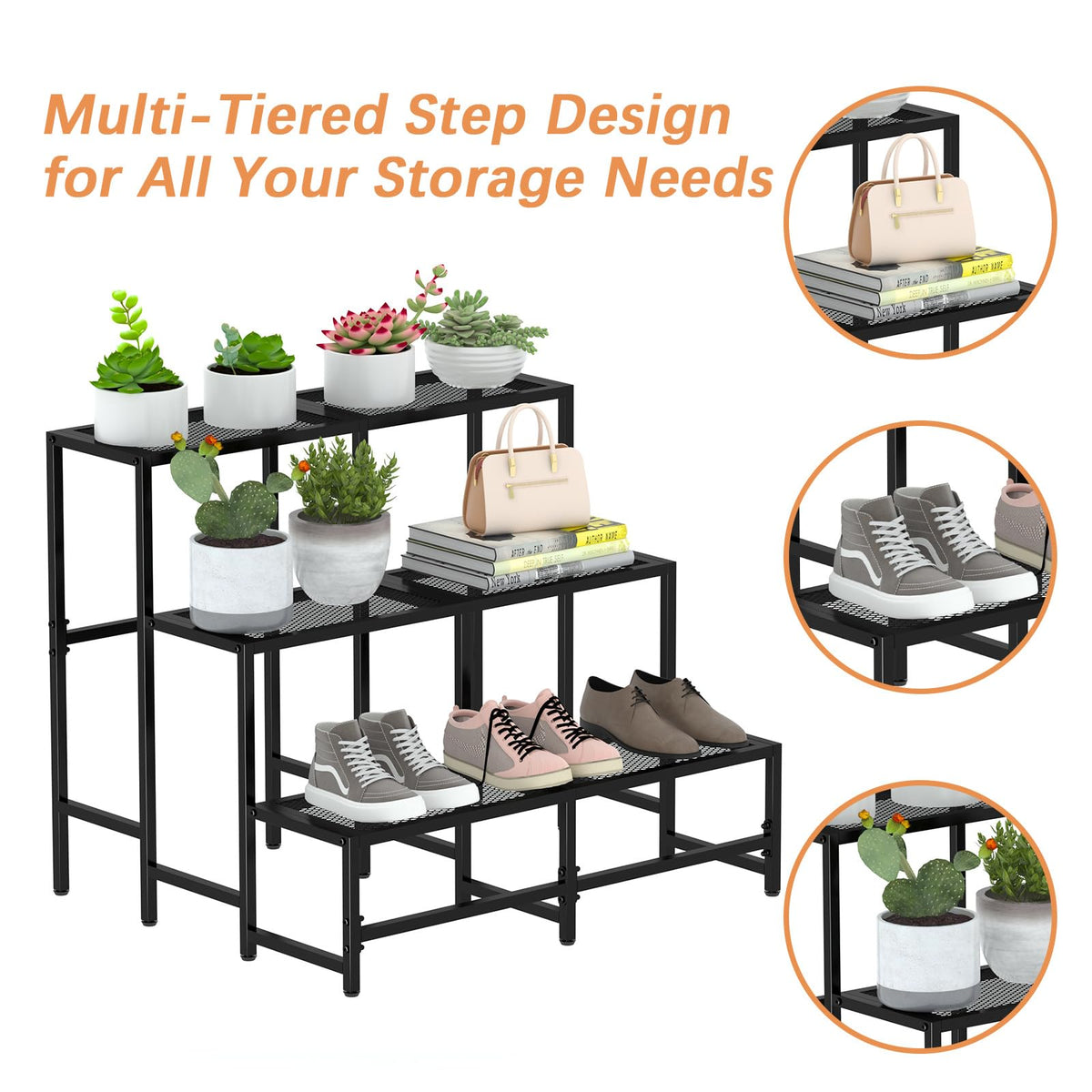 Garden 4 you rectangle black stand suitable for indoor and outdoor spaces with retro charm.