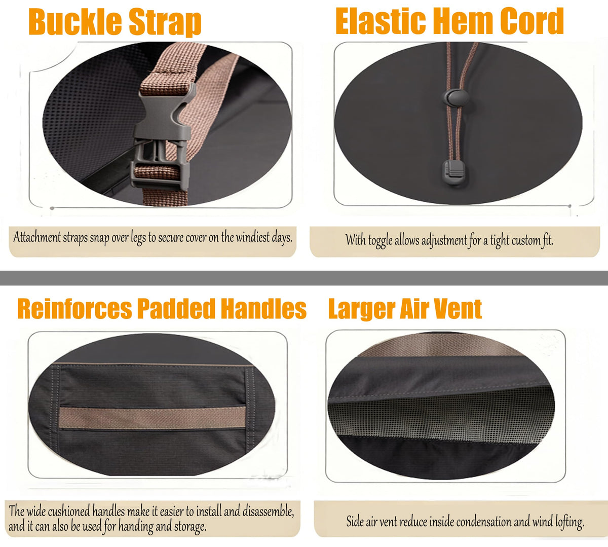 Garden Balsam heavy-duty 300D fabric resists tears in outdoor use.