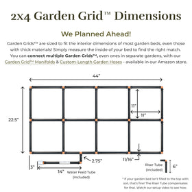 Garden Grid raised-bed coverage ensures every plant receives water.