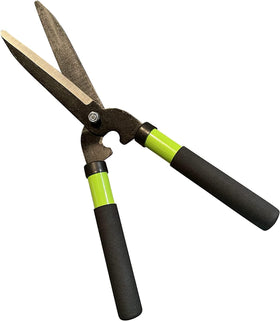 Garden Guru hedge shears shaping shrubs with even edges.