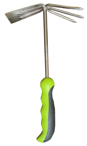 Garden Guru lifetime warranty banner on sturdy gardening tool.