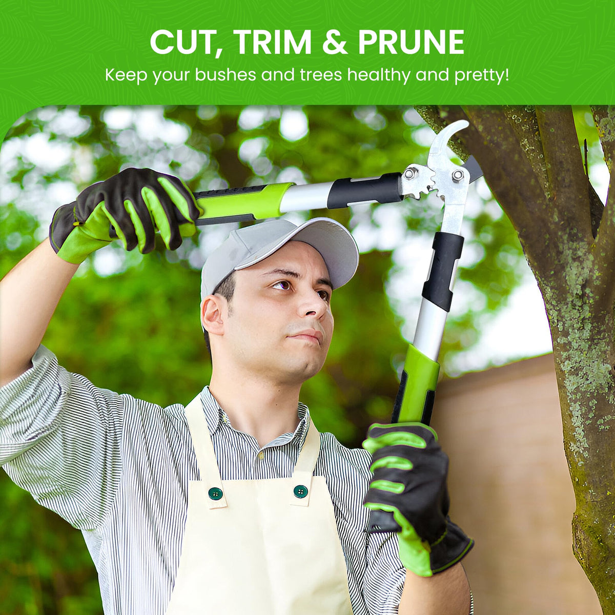 Garden Guru loppers showing wide opening and leverage for thick branches