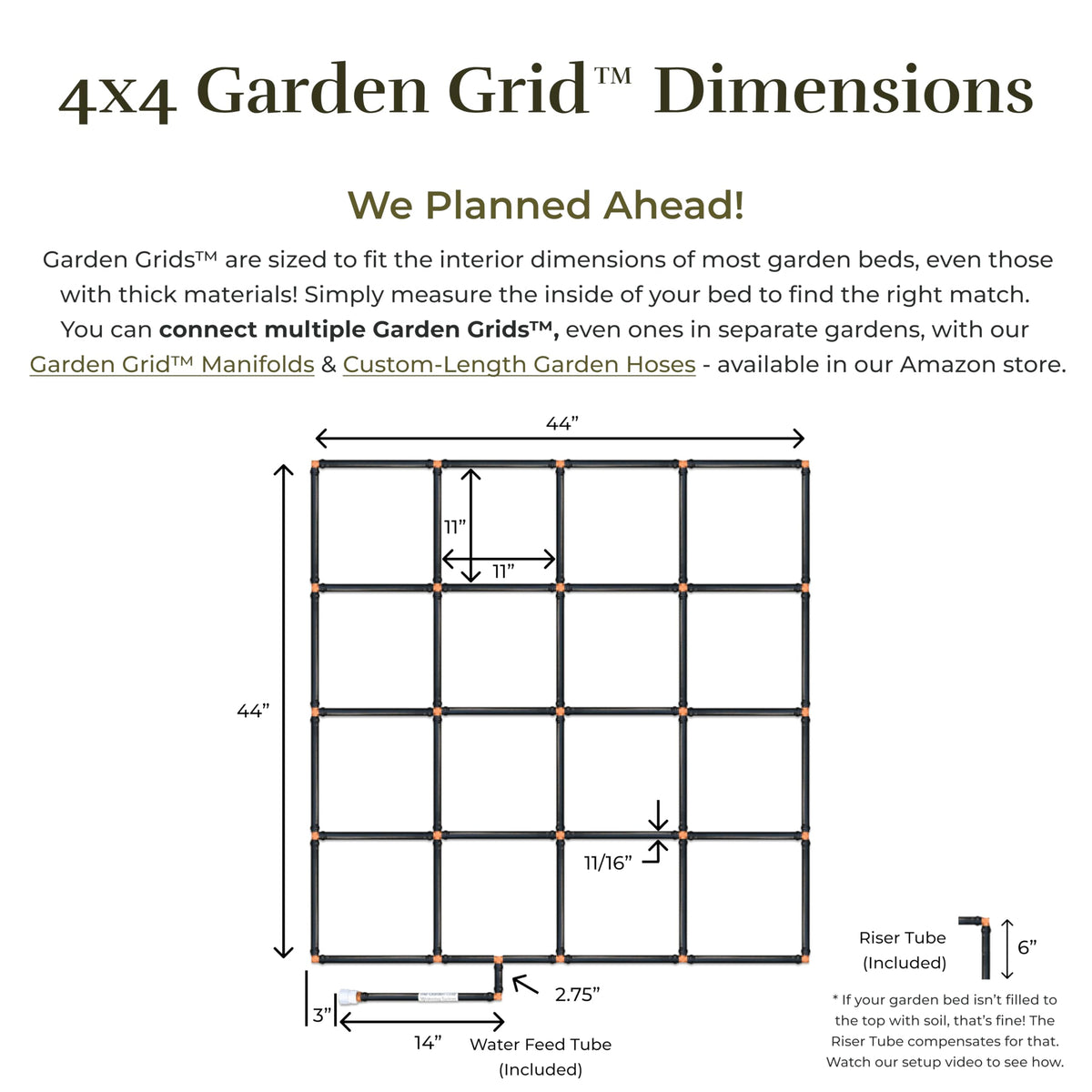 Garden In Minutes Garden Grid provides even watering to every plant for healthier beds.