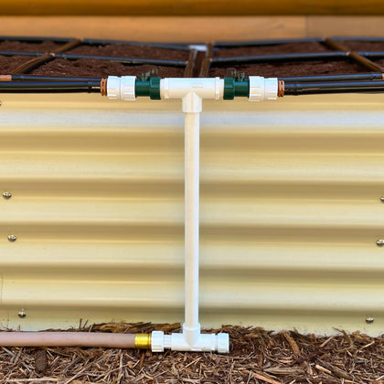 Garden Grid Manifold 17 tall double style assembly showing linked grids for unified watering.
